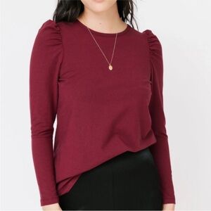 Smash & Tess Emma Burgundy Puff Long Sleeve Top XL